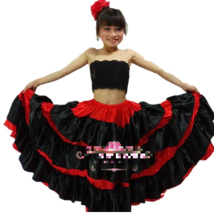 Kid's Flamenco Dance Dress Girl Flamenco Dresses Spanish Paso Doble Dance Costume For Girl Samba Ballroom Dresses