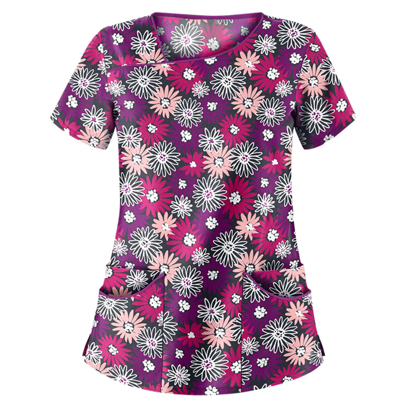 Uniforme de gommage pour femmes, uniforme de travail à manches courtes, Blouse imprimée à fleurs, J30,: MR / S