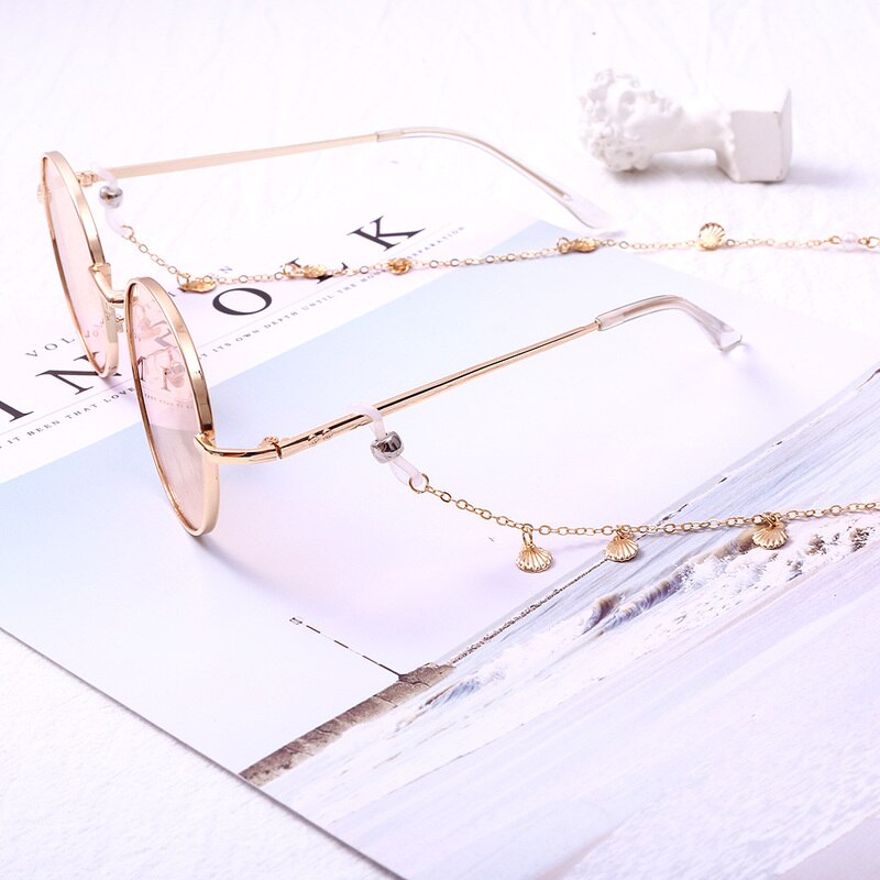 Vrouwen Elegante Parel Shell Anti-Slip Ketting Brillen Houder Lanyard Ketting Zonnebril Ketting Lenzenvloeistof Lanyard Riem