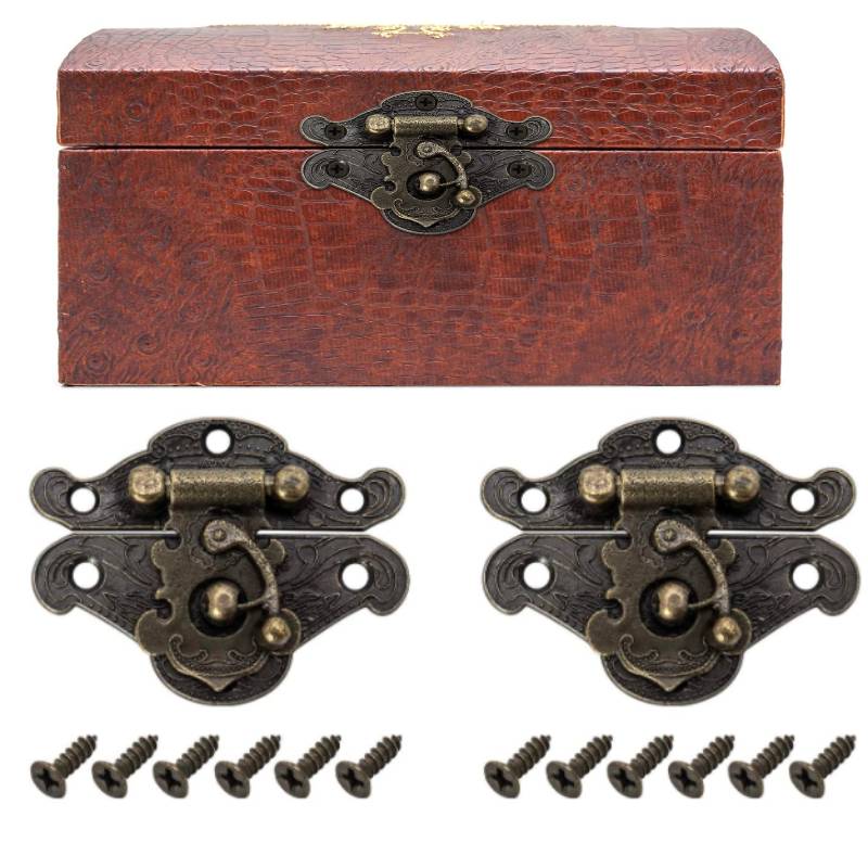 5Pc Retro Vintage Klink Hasp Pad Borst Lock Plaat Met Schroef Antieke Gesp Klink Decoratieve Voor Houten Case Sieraden box Kast