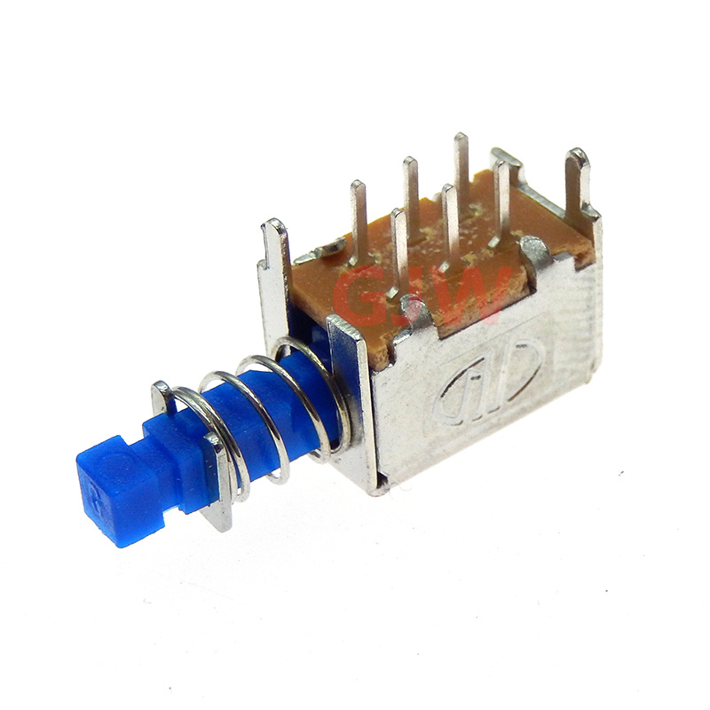 10 pièces PS-22E05 6 broches bleu A03 interrupteur à clé droite bouton-poussoir avec autobloquant