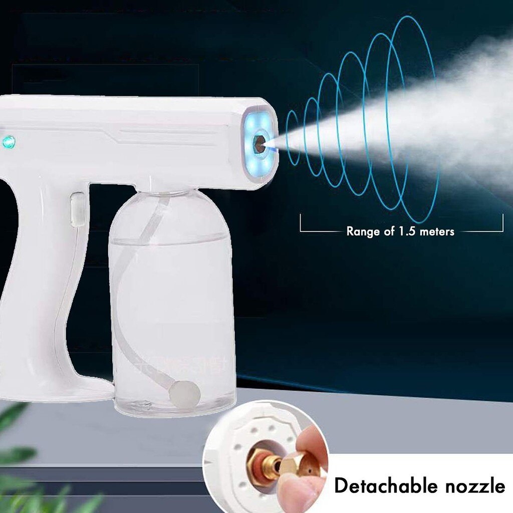 800ML Blue Light Nano Steam Gun Atomizing Fogger Disinfection-Sprayer Gun Wireless Nano Mixed Vapor Nano Battery Spray Machine #