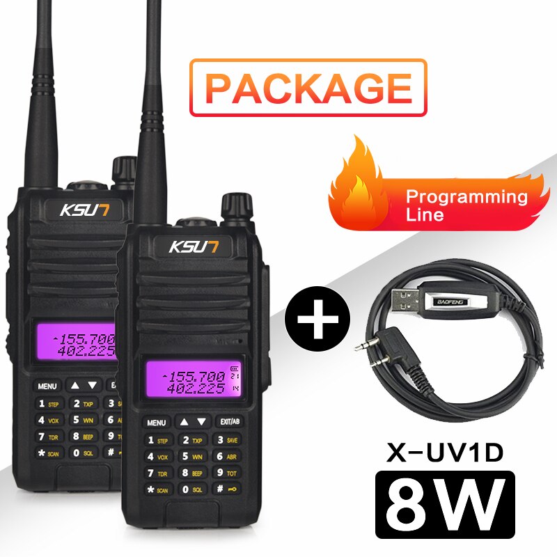 Ksun X-UV1D walkie talkie 8w vhf uhf banda dupla 136-480mhz rádio handheld em dois sentidos do transceptor cb do rádio do presunto do comunicador do hf