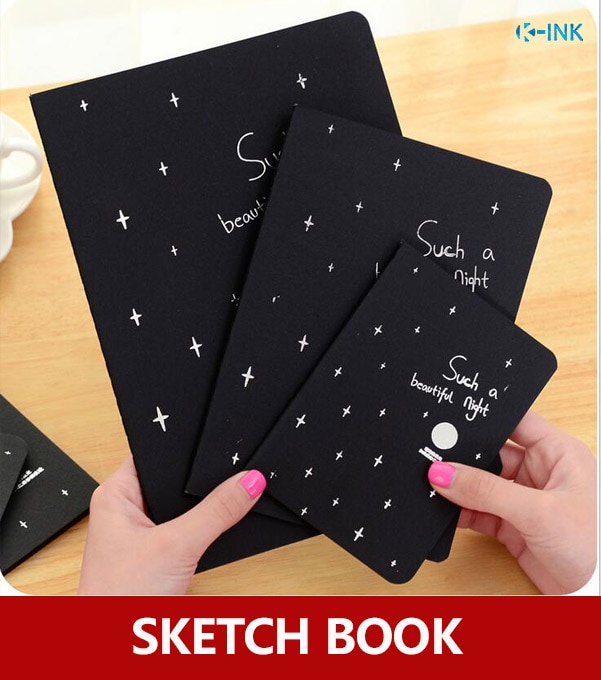 Black blank sketch book , soft cover black sketchbook for drawing , scrapbooking , dairy , painting notebook