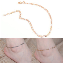 1pc Gold Silver Color Anklet Foot Jewelry Ankle Bracelet Simple Figaro Chain For Female and Male