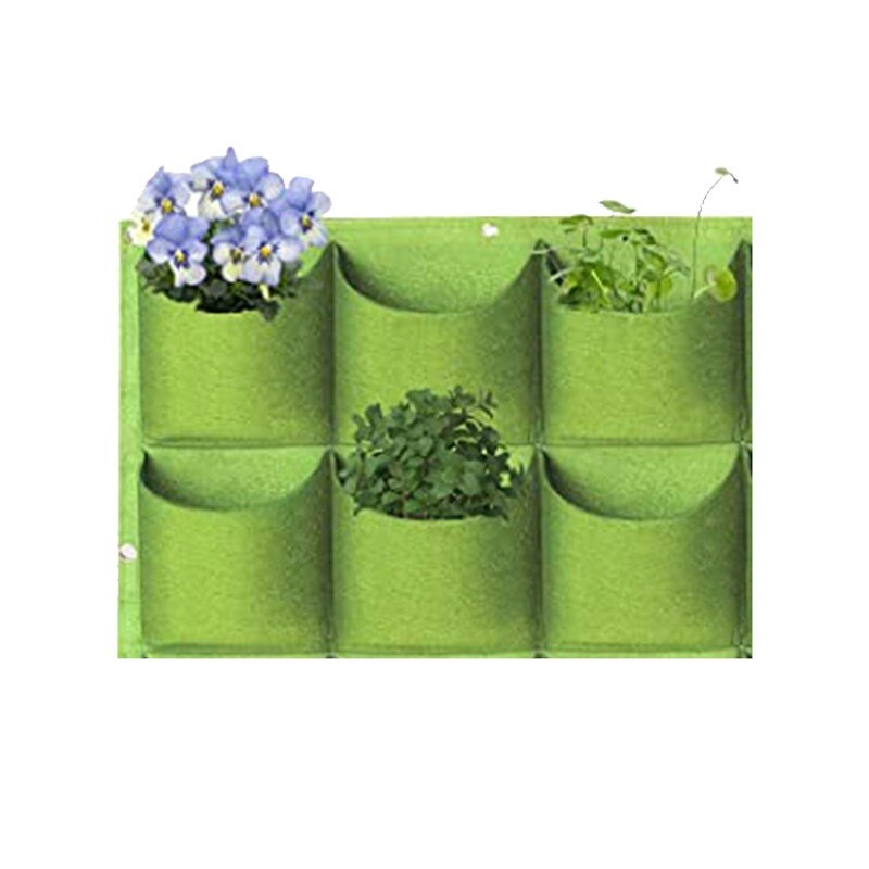 Green Grow Bag Vertical Cross Wall Mounted Hanging Planting Growing Pot Pocket Garden Flowers Bag Home Balcony Planting