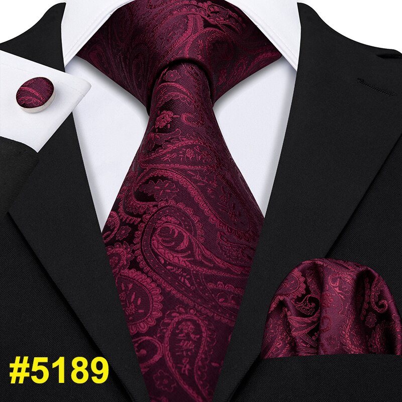 Cravate 100% soie pour hommes, Plaid rouge, Jacquard tissé, ensemble de boutons de manchette, cravate de cou, fête d&#39;affaires