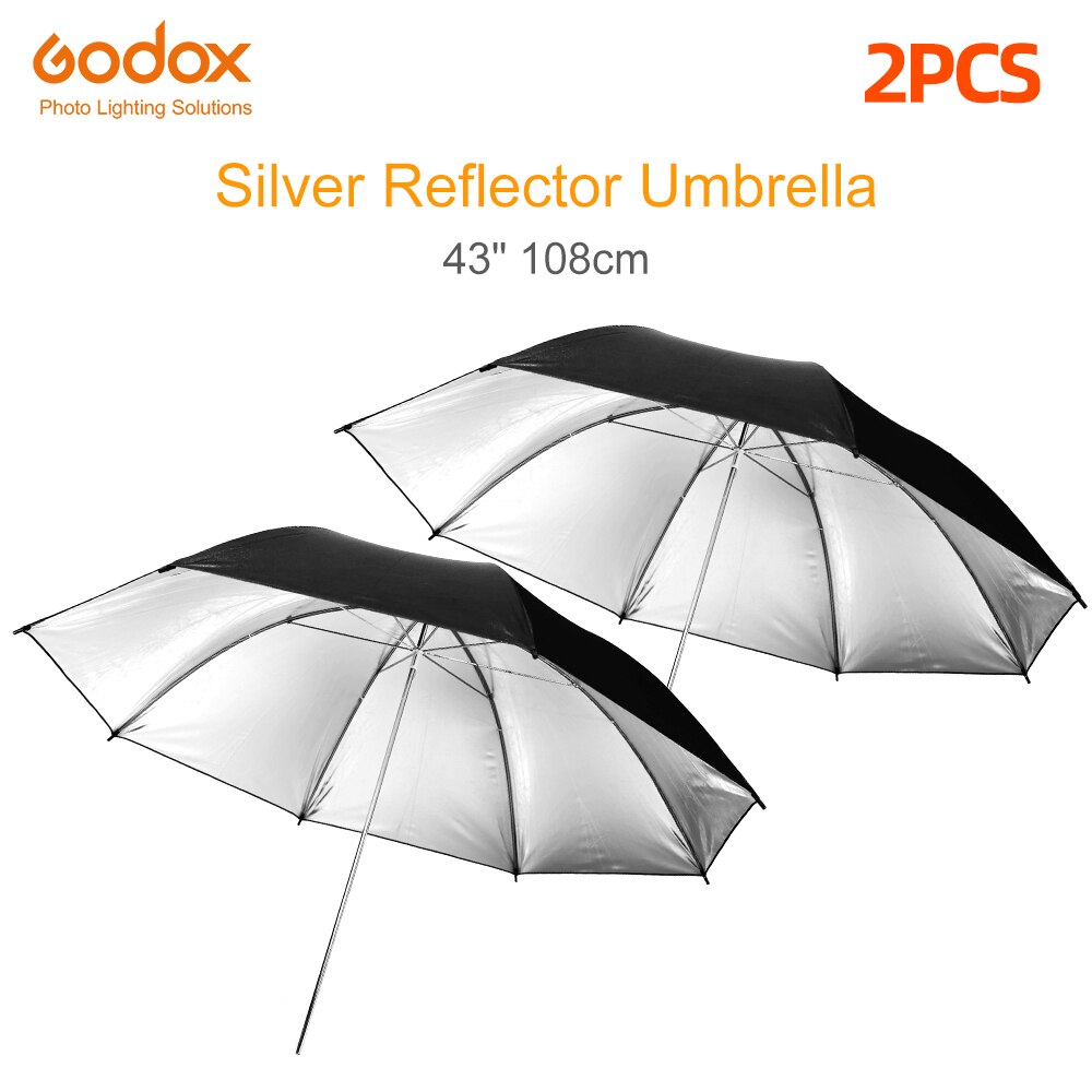 Godox Professionele 33 &quot;84Cm 40&quot; 102Cm 43 &quot;108Cm Zwart Zilver Reflector Paraplu Voor Fotografie studio Light Flash: 2pcs 43 inch 108cm