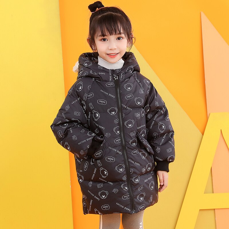 Peuter Meisje Winter Kleding Cut Konijn Hooded Jassen Voor Meisjes Cartoon Patroon Rits Baby Parka 'S &amp; Down