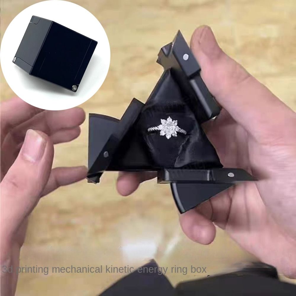Kinetische Energie Ring Box Roterende Mechanische Vervorming Sieraden Doos Sieraden Opslag Display Houder Kubus Dozen Cool