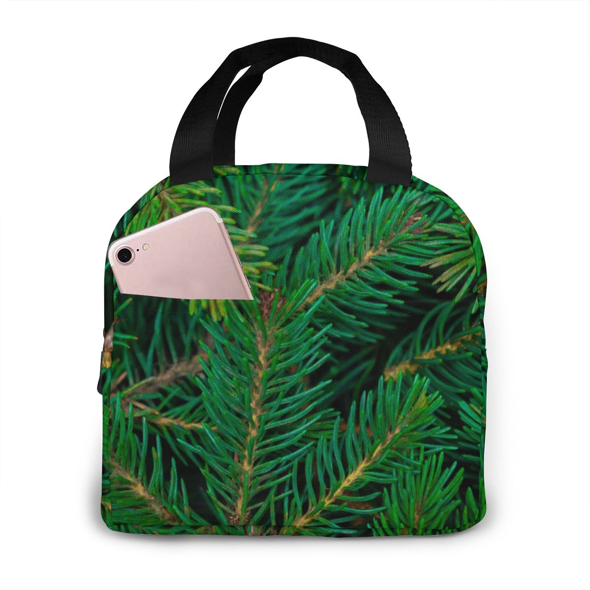 Abstracte kerstverlichting lunchbox tas geïsoleerde thermische lunch picknick lunchtas voor vrouwen kinderen mannen koeltas: Zwart 5