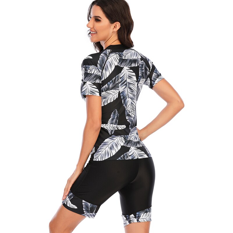 Bañador de una pieza para mujer, traje de baño de manga larga con estampado de S-2XL, para surf, Rashguard