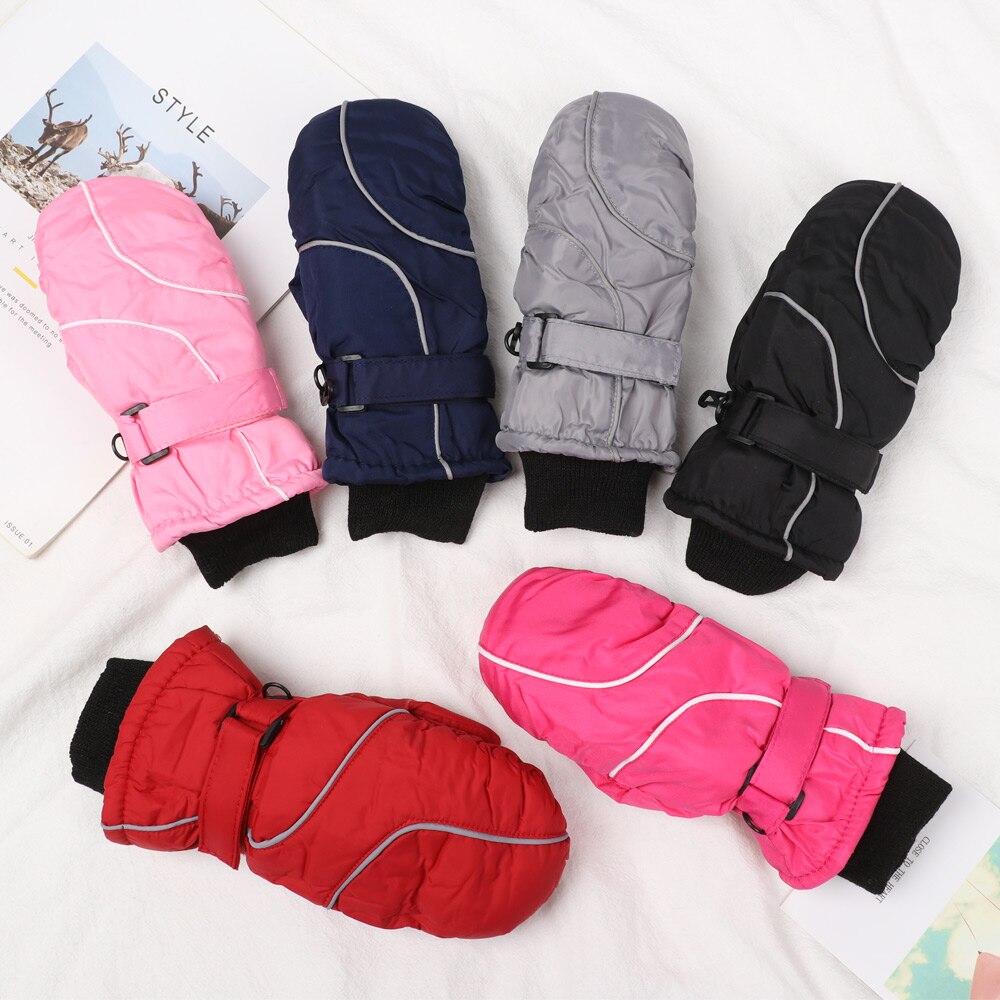 1Pair Children Kids Winter Warm Gloves Boy Girls Outdoor RidingSki Snowboard Windproof Waterproof Thicken Warm Mitten