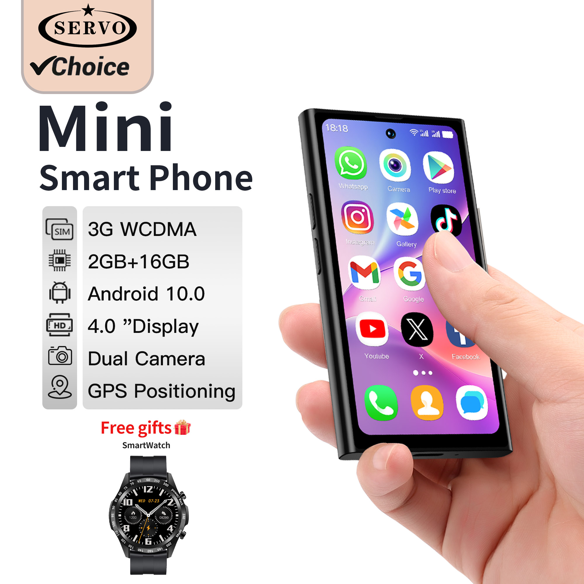 2025 SERVO S27 Mini 3G Global Smartphone Android Systeem Dual SIM Google Winkel 2000 mAh 2 + 16 GB Kleine Smartphones Upgrad