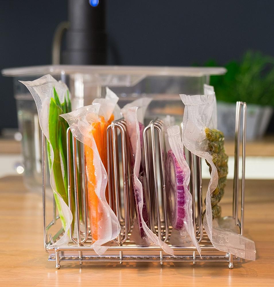 Sous vide -stativ i rustfrit stål til de fleste 11l sous vide komfurbeholdere aftagelige skillevægge separator til nedsænkningscirkulator