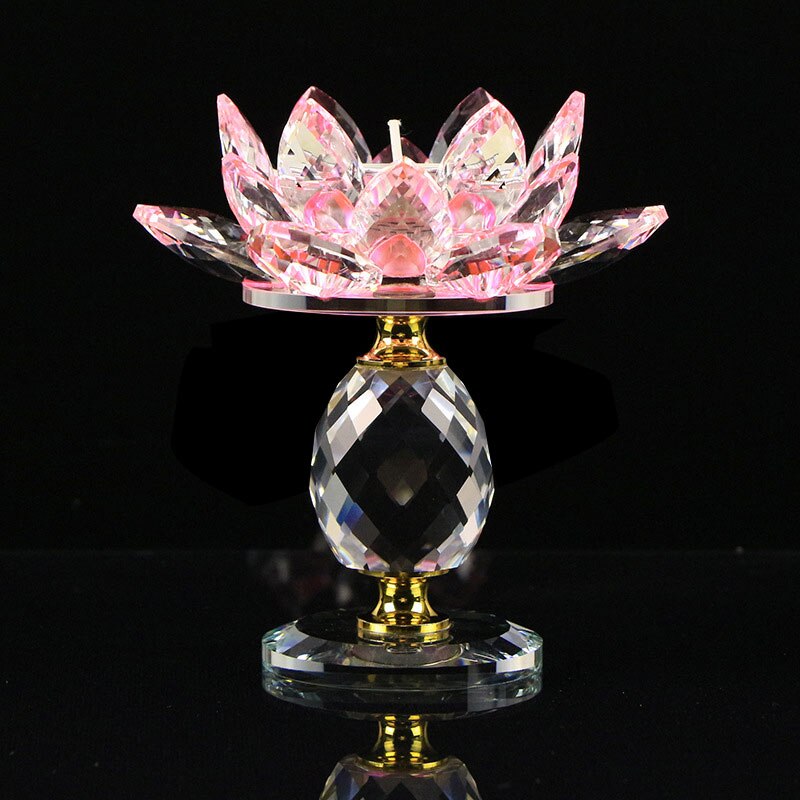 Crystal Glass Lotus Bloem Kaars Theelichthouder Kandelaar