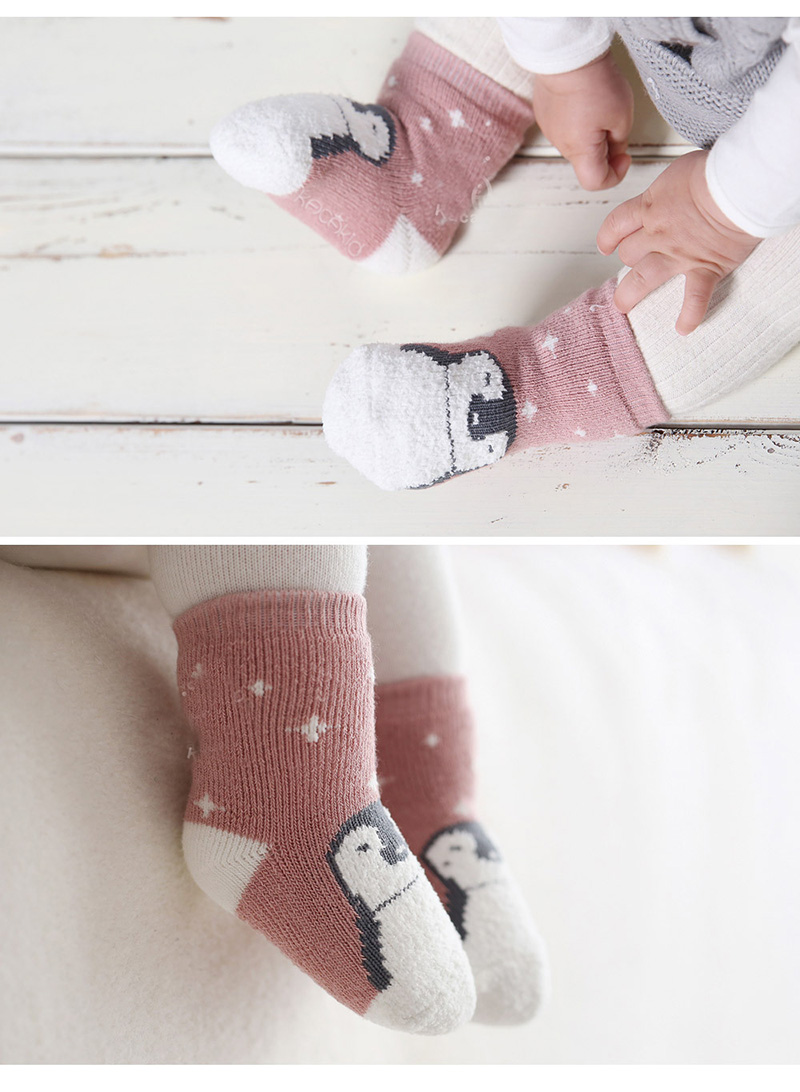 Chaussettes d'hiver pour bébés garçons/filles | Chaussettes de dessin pingouin, chaussettes en coton éponge, protège-jambes pour enfants de 0 à 4 ans