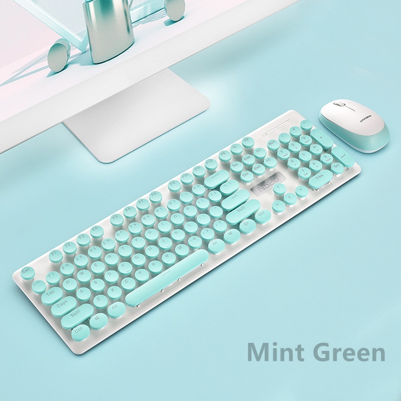 iMice N52 wireless punk mechanical feel 104 key office business girl cute keyboard + mouse for tablet computer with USB receiver