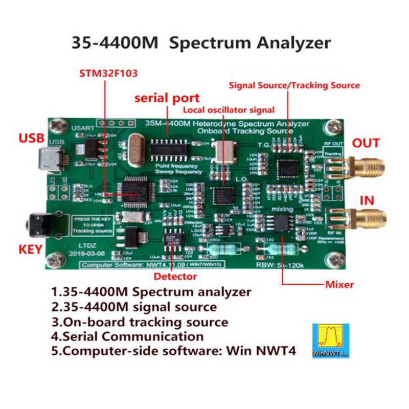 Analyseur de spectre USB LTDZ 35-4400M, Module Source de suivi du Signal, outil d&#39;analyse du domaine de fréquence RF avec coque