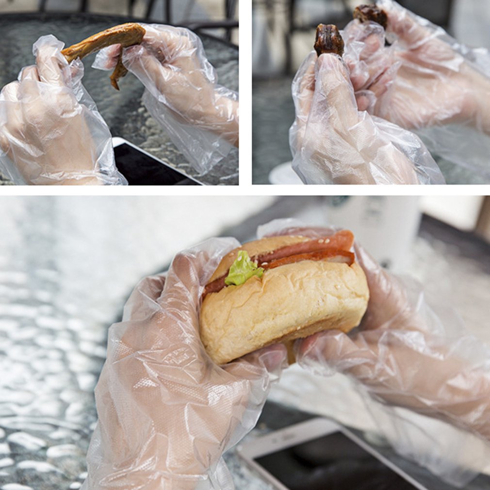 Épais jetable gant Transparent boulangerie nettoyage santé PE respectueux de l'environnement Film 100 pièces gant en plastique
