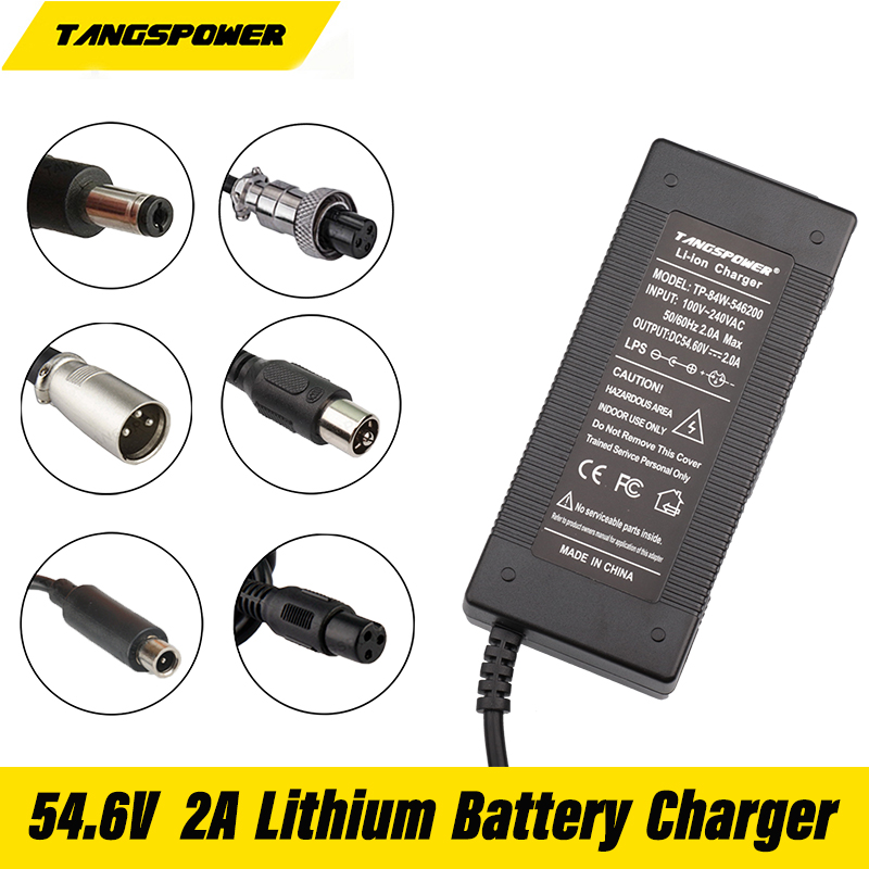 54.6V 2A Lithium Battery Charger For 48V Li-ion Battery Pack Charger DC / XLR / GX16 Connector