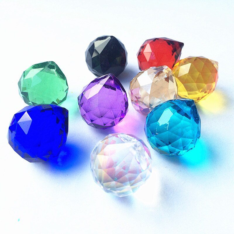 24 Stk/partij 20Mm Kleurrijke Facet Glas Crystal Ballen Voor Kroonluchter Parts Prisma Verlichting Ballen Suncatcher Bruiloft Woondecoratie