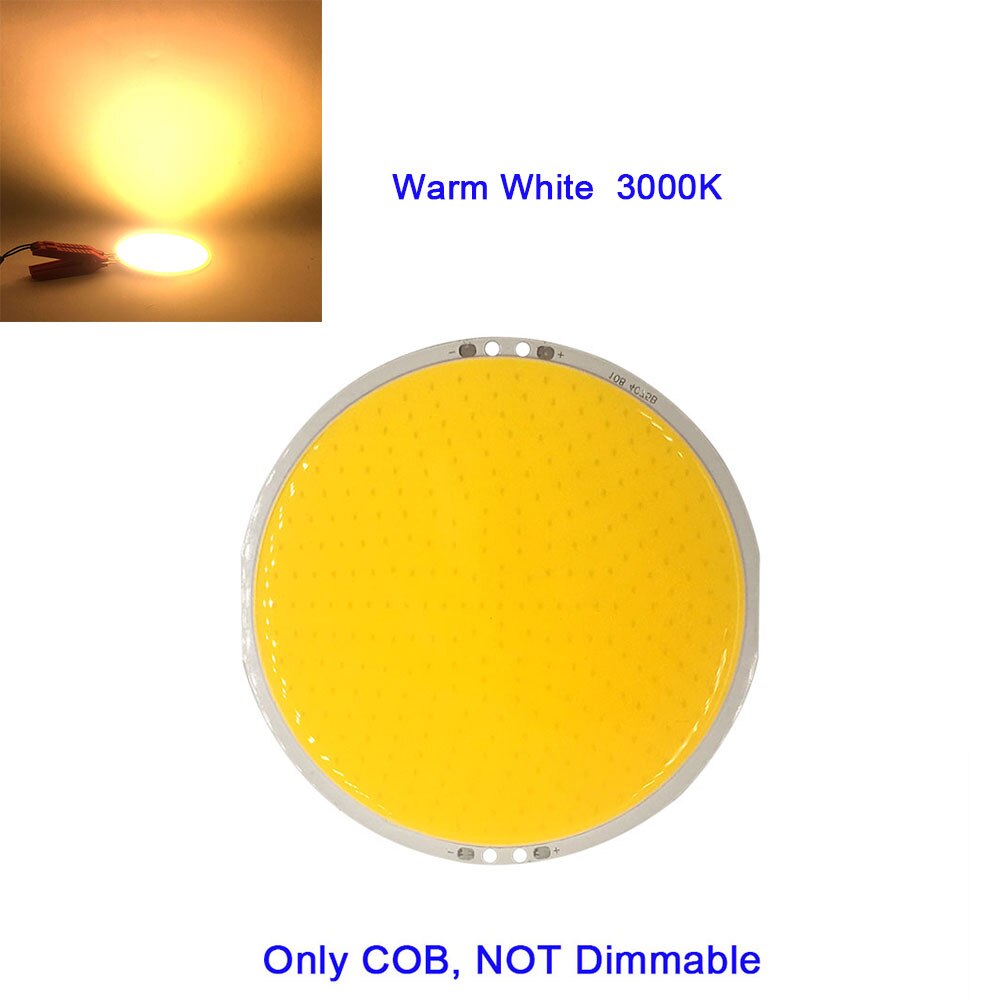 108mm runde panel led-lampe 12v dc cob lys 50w 6000lm med fjernkontroll dimmer 5.9in diameter led-pære for dekorbelysning: Bare ww cob