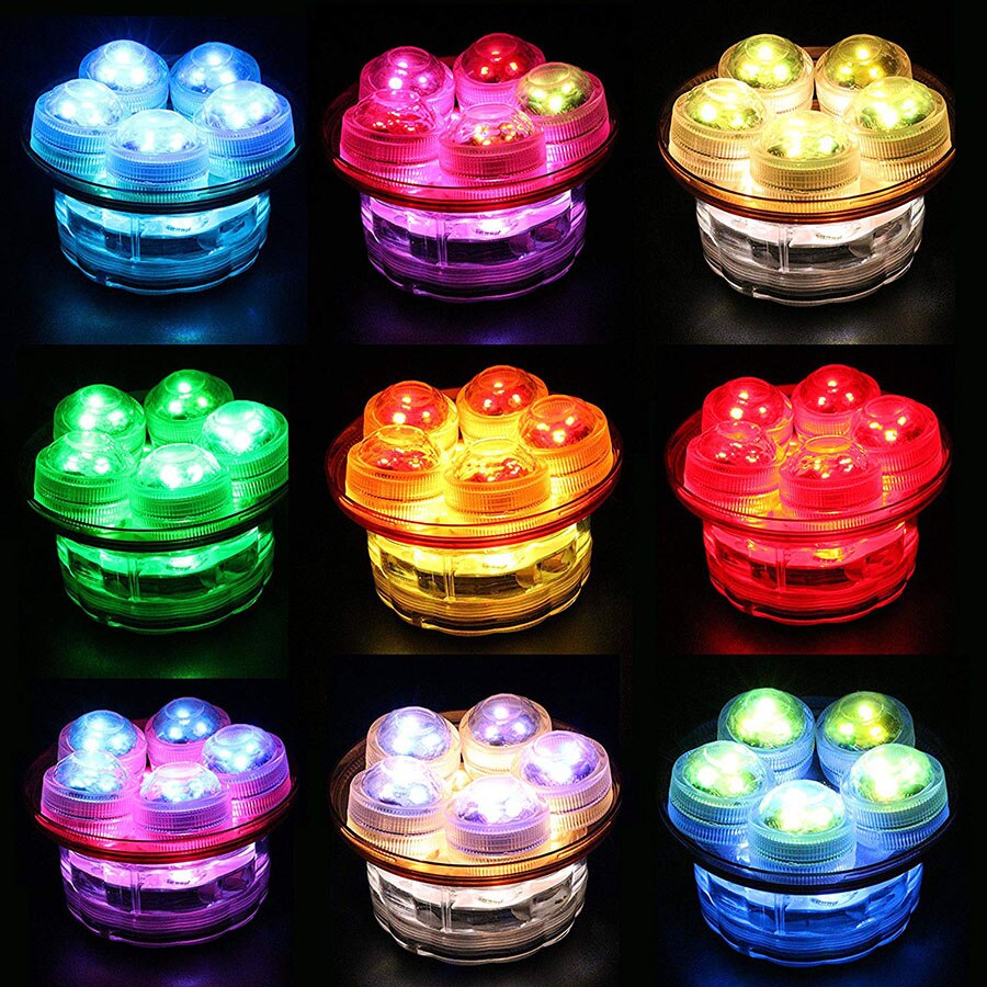 Ip68 waterdichte, veelkleurige onderwaterlampen met 3 leds, op batterijen, rgb-nachtlampje voor aquariums, afstandsbediening
