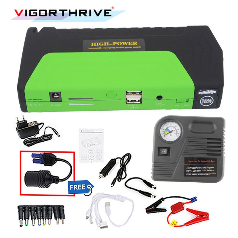 Autolader Auto Motor Auto Jump Starter 12V Mini Emergency Start Auto Booster Power Bank Batterij Starter Met Elektrische luchtpomp