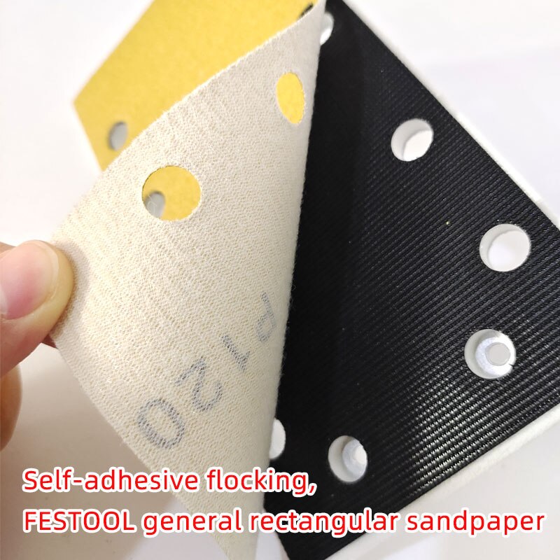 Rectangular Sandpaper 95/180mm 8-Hole Self-adhesive Flocking Back Velvet Sander Sanding Putty Sandpaper