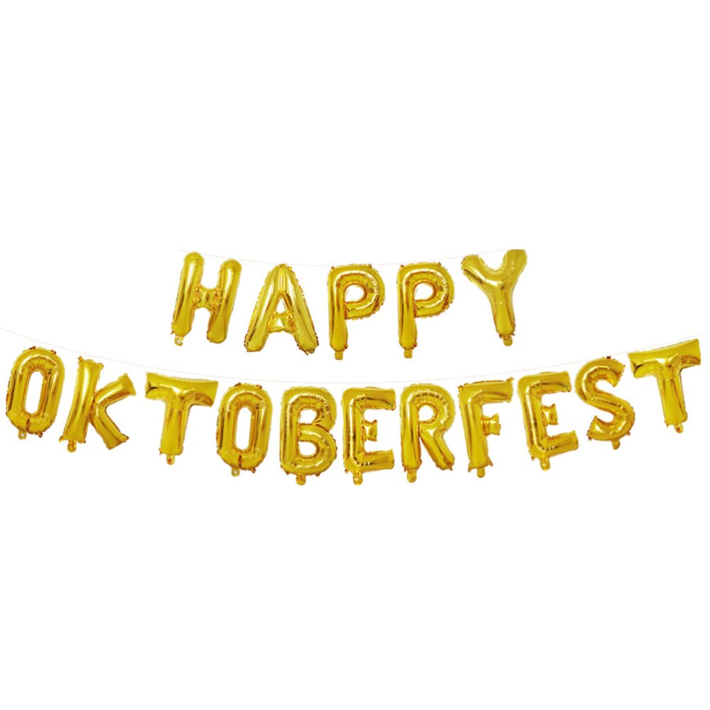 1 sæt folieballoner glad oktoberfest bogstaver ølkopper mønstre mylar helium balloner festindretning (gyldne): Default Title