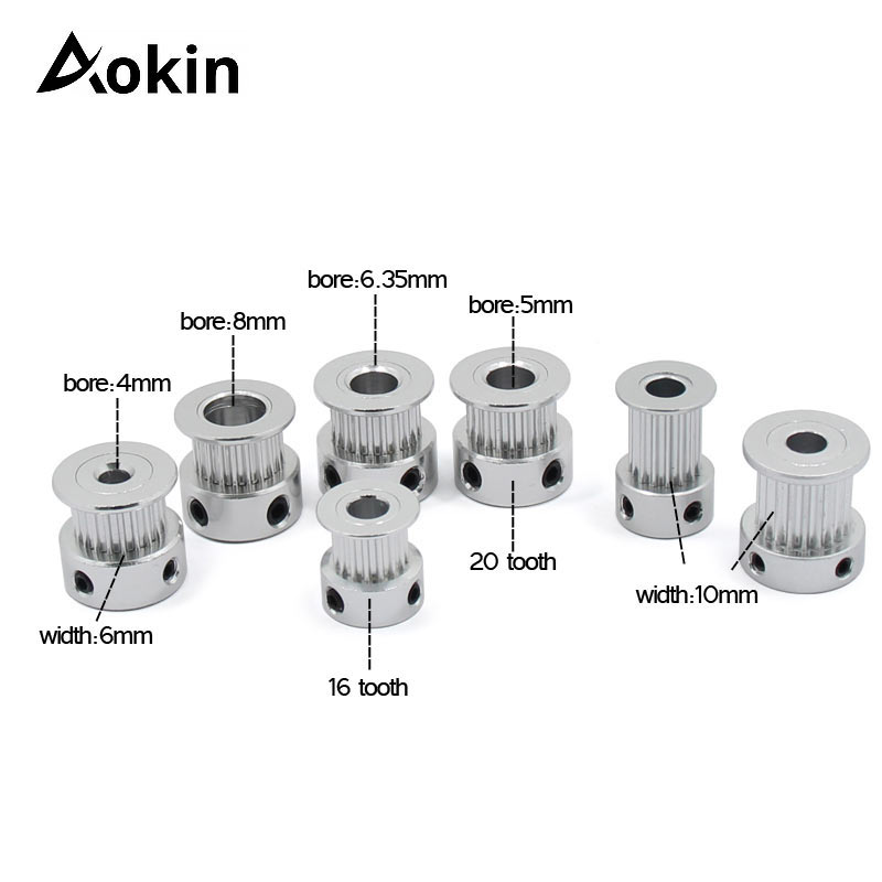 3d printerdele  gt2 tandremskive 16 tand 2gt 20 tænder aluminiumsboring 5mm 8mm synkrone hjul geardel til bredde 6mm 10mm