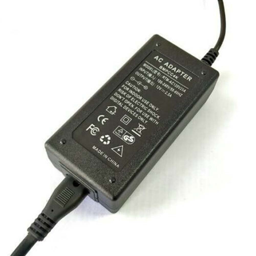 12V 2.5A AC-BMPCC4K Power Adapter Charger for BMPCC4K BMPCC 4K Blackmagic Pocket Cine