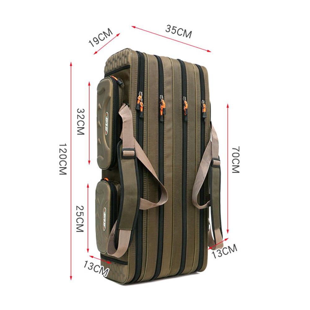 80cm/90cm/100cm/120cm wasserdichte angelrutentaschen, 3/4- lagige aufbewahrungstasche für angelrollen, ausrüstungs- und ködertasche, großer rucksack