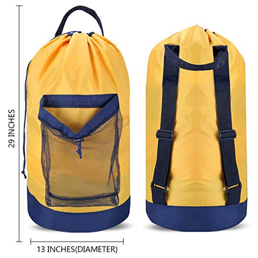Sac à Dos Pour Linge - 33x33x73 Cm - Poche Filet Et Fermeture à Cordon - Grande Capacité, Rangement Pratique - Pour Laverie, Voyage, Camping