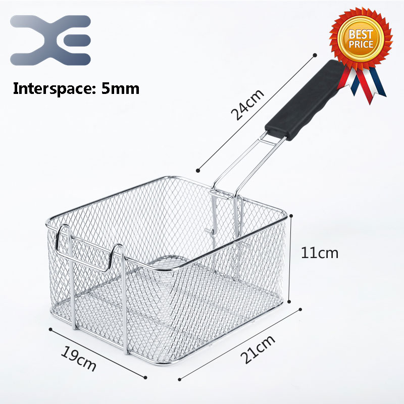 21cm*19cm*11cm frituregryderet i rustfrit stål firkantet filter netto krypteret dørformet stegekurv frituregryde
