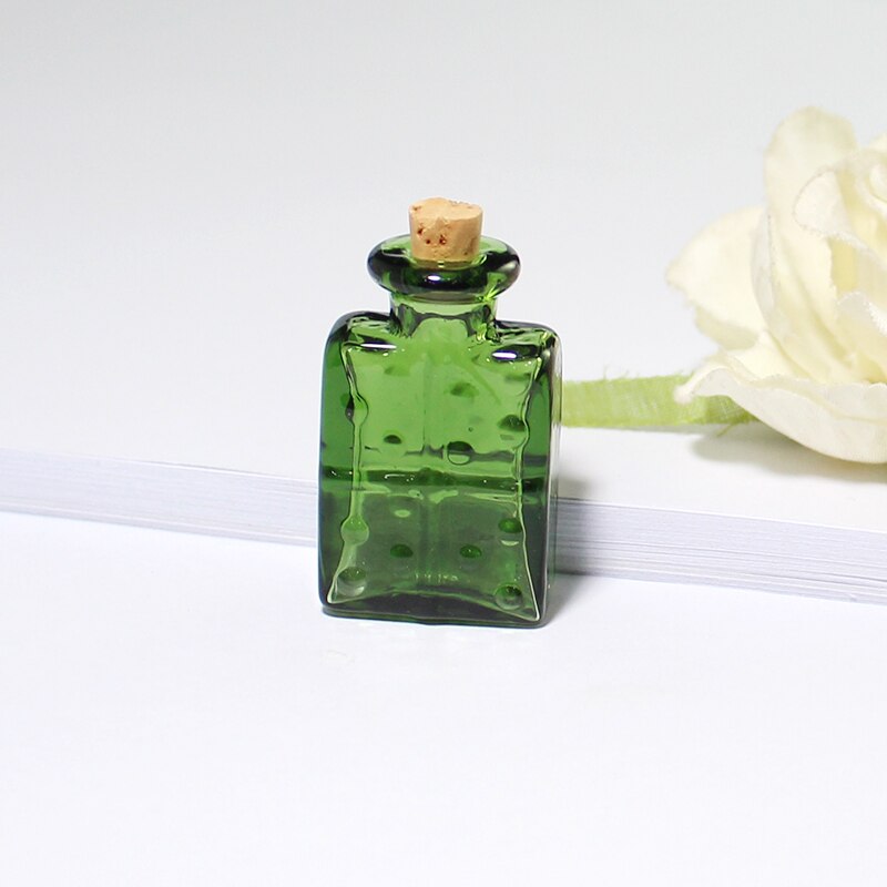 2PCS Klarglas flasche mit kork Kegel flasche anhänger Schnaps Flasche mit kork Glasflasche anhänger: Rectangle-Green