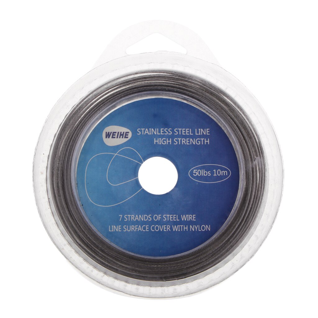 Fishing Line Wire Leader Stainless Steel Trace Lures 10m 7 Strands: 50LBS 