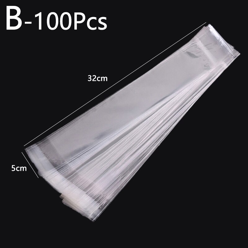 100Pcs 32Cm Lengte Bag Clear Zelfklevend Zakken Opp Transparante Cosmetische Voedsel Snoep Sieraden Verpakking Lange Pen plastic Zak: B