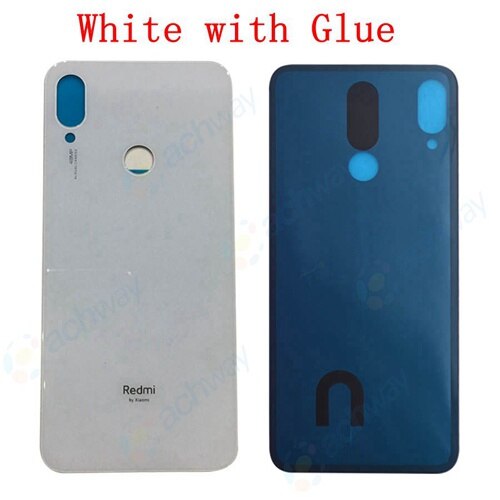 Voor Redmi Note 7 Pro Terug Batterij Cover Deur Achter Glas Voor Xiaomi Redmi Note7 Batterij Cover Behuizing Case met Lijm: White