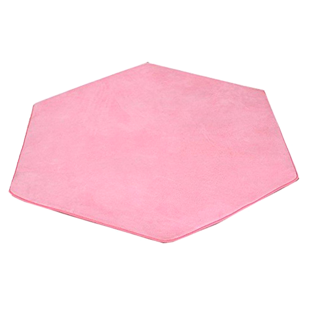 Pink Hexagon Rug Play Mat Plush Carpet Mat Soft Rug Pad for Princess Tent for Kids Toys for Indoor or Outdoor, 55.12 x 47.24inch