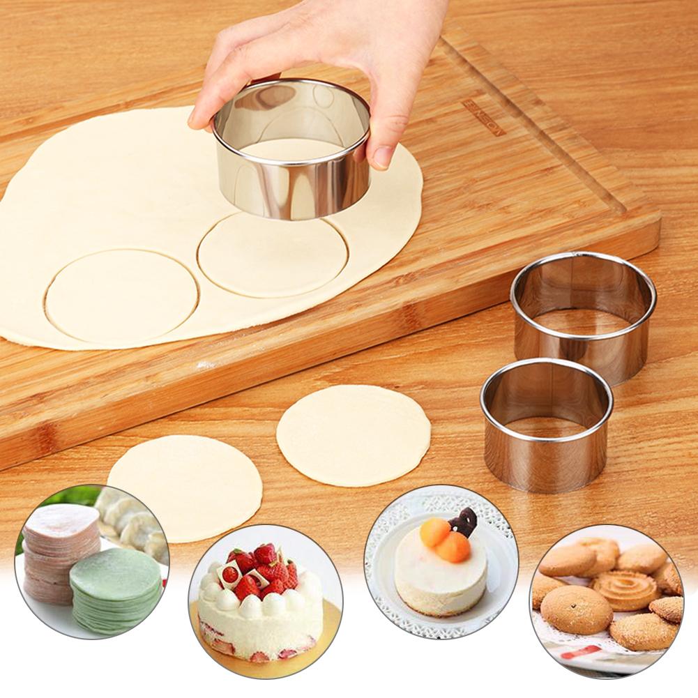 3 Pcs Rvs Ronde Dumplings Wrappers Mallen Set Cutter Maker Gereedschap Cookie Pastry Wrapper Snijden Maker Tool