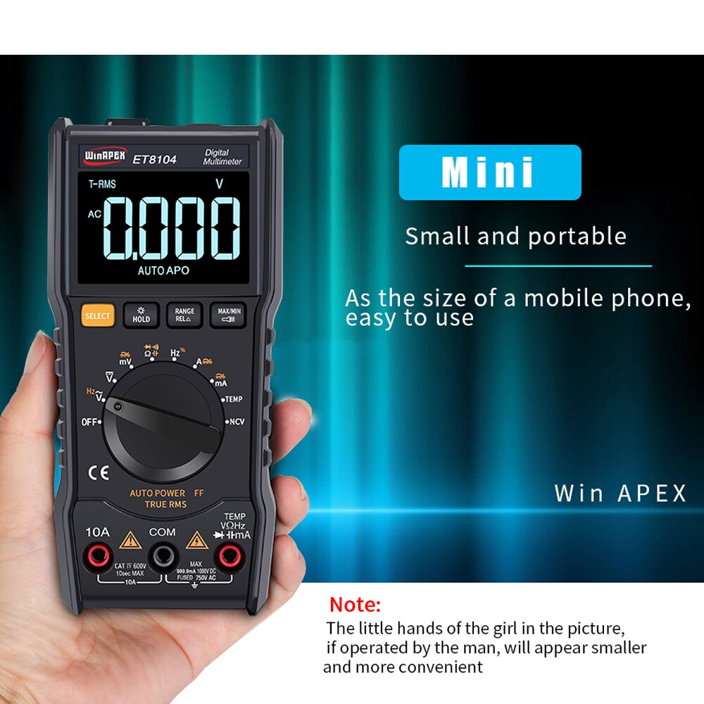 Digital Multimeter Measure Multimeter AC/DC V Voltmeter Ammeter Resistance Meter Display Flashlight Function Meter