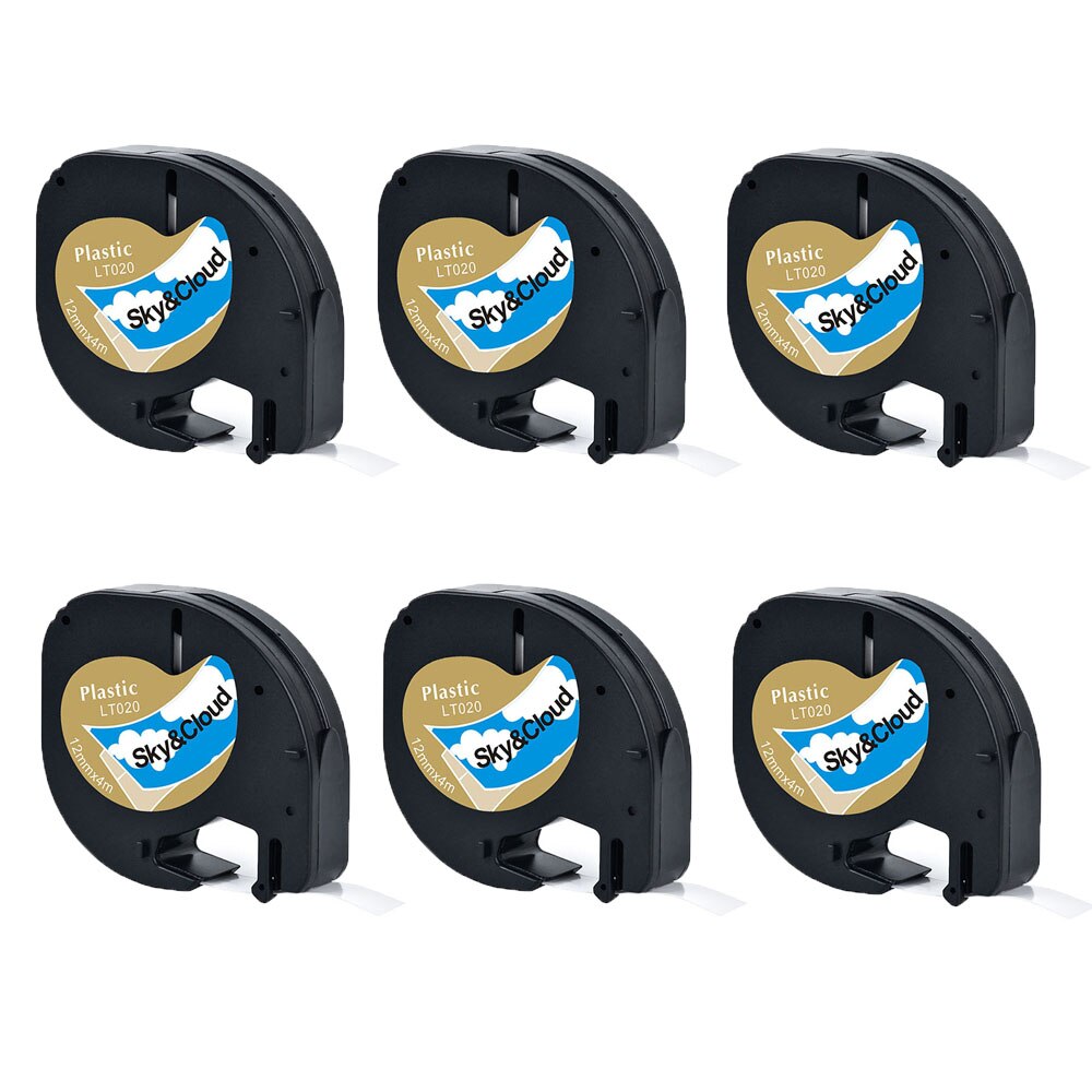 6Packs 91201 Etiketten Compatibel Voor Dymo Letratag Label Marker Plastic/Papier Refill Tapes 91200 Voor Dymo LT100H LT100T printer: Sky and Cloud