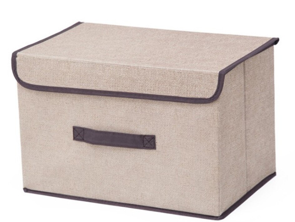 Caja de almacenamiento de cubos para el hogar, ropa interior, calcetines, organizador de guardarropa, cesta plegable de Color sólido, contenedor con tapa en 3 colores: Beige