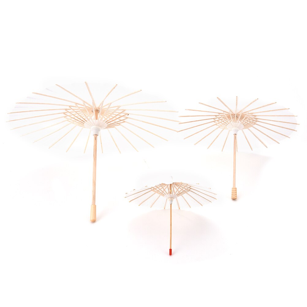 3 størrelse kinesisk papir paraply kinesisk traditionel hvid blank parasol kid maleri tegning diy håndværk jul bryllup dekor