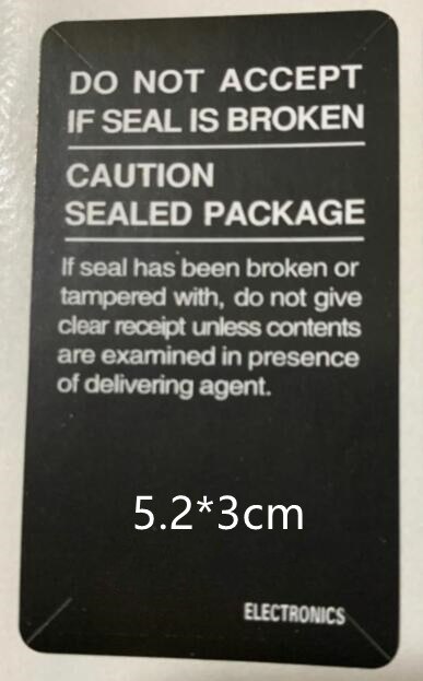 100 pçs/lote 5.2X3.0 3.5X4.7 CM Etiqueta Selo Adesivo Para Sam LG Telefone S20 S21 S22 Nota 20 tira da selagem da caixa do Pacote Navio Livre: Sam Model 1 Black