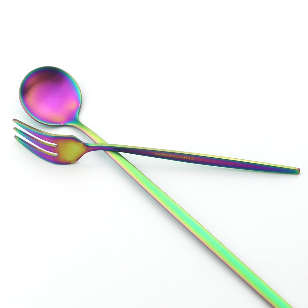 Ensemble de fourchettes à fruits en acier inoxydable, petite fourchette à Dessert en or blanc, ensemble de fourchettes à thé pour gâteau, fourchette à salade, service de couverts 6 pièces
