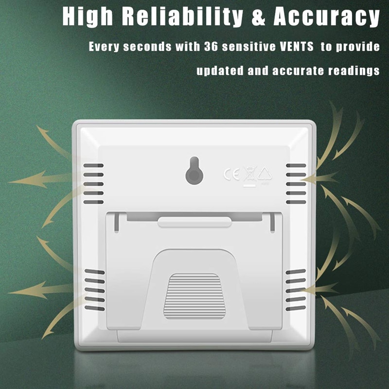 Digital Indoor Hygrometer Thermometer With Time Display,Accurate Temperature Humidity Monitor Meter For Home,Office,Nursing Room