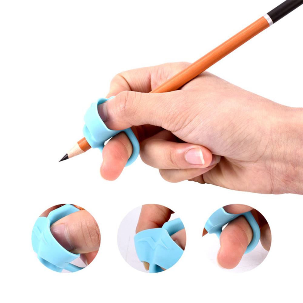 Outil de prise en main d'écriture 3 doigts crayon prise Corrective enfants débutants stylo en Silicone écriture aide montage Position correcte du doigt